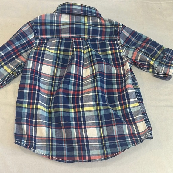 Gymboree LIKE NEW Blue and Red Button Down Shirt Long Sleeves - Picture 4 of 4